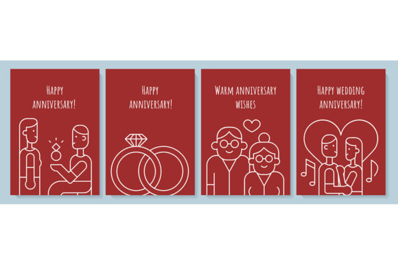 Anniversary Postcards with Linear Icons: A Creative and Elegant Way to Celebrate