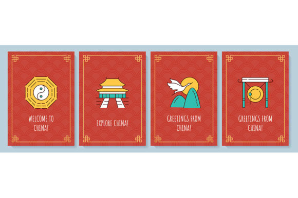 China Greeting Card with Color Icons: A Perfect Blend of Tradition and Creativity