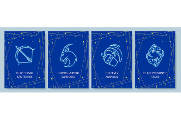 Horoscope Signs Postcard with Creative Icons