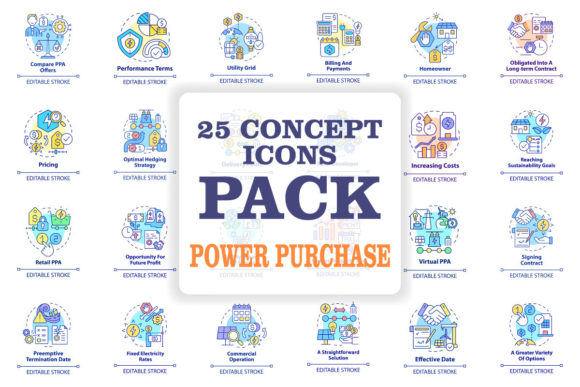 Power Purchase Agreement Concept Icons: Simplifying Energy Transactions and Business Relationships